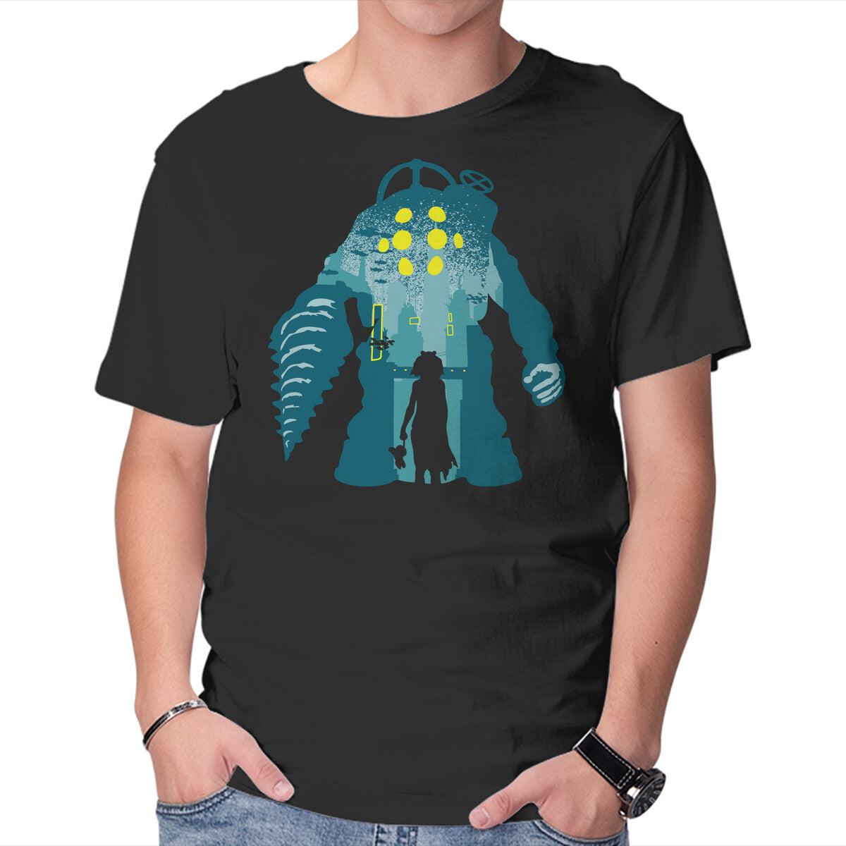 Unisex Crew Neck T-Shirt Welcome To Rapture Graphic Short Sleeve Casual Tee XXXXL