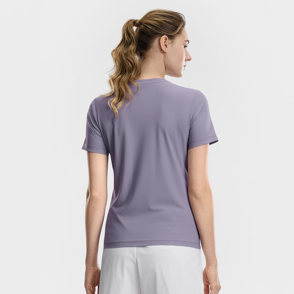 Fila Fitness Classic Minimalist Basic Solid Color Sports Training Versatile Breathable Short Sleeve T-Shirt Women Tops Clematis-Purple A51W621104FPU