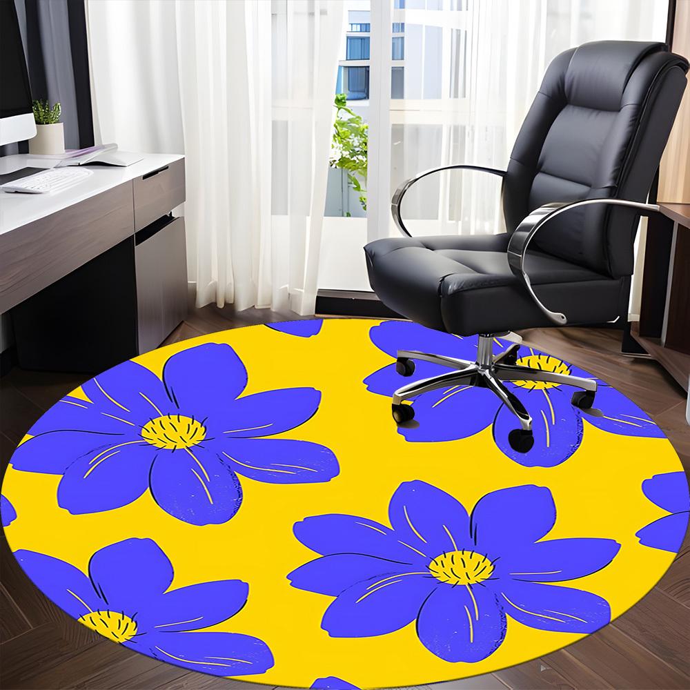 1PC Floral Pattern Chair Carpet for Office, Indoor Non-Slip Washable Carpet, Soft Comfortable Mat For Office Room yy250930079