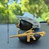 1PC Cowboy Hat Black Duck Car Decoration Rear View Mirror Decoration