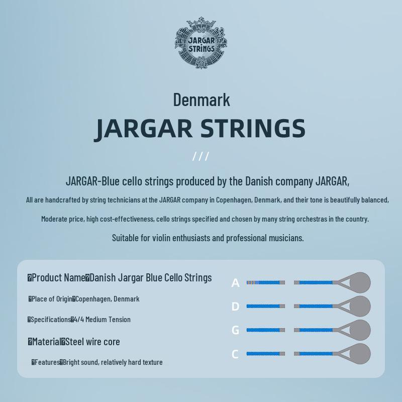 Jargar Cello Strings Set - Medium Tension, Blue