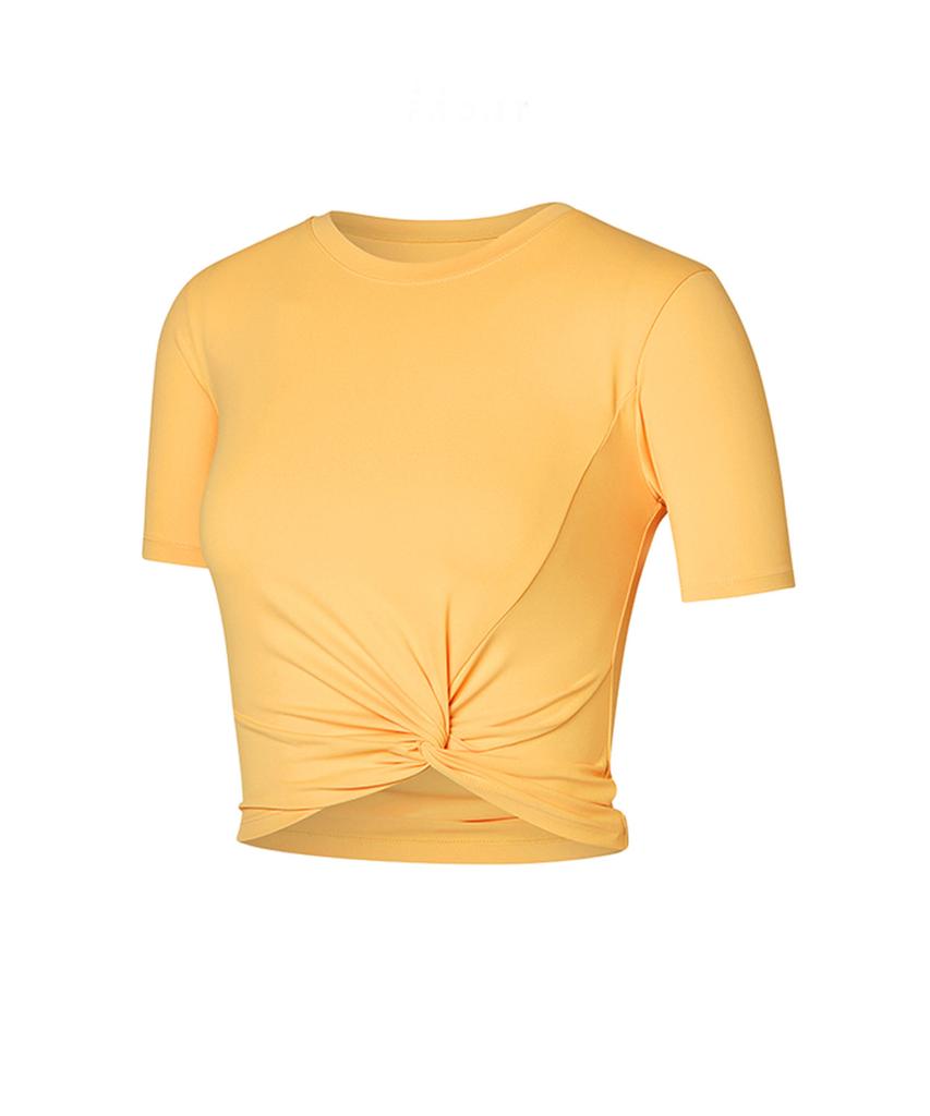 XEXYMIX Fresh Feather Twist Crop Short Sleeve Banana Pudding Xt4316F