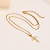 Cubic Zirconia Crucifix Cross Neckalce Pendant for Women Simple Layered Jewelry