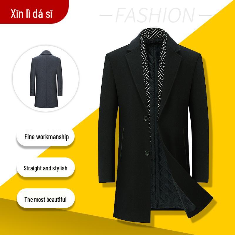 2025 Men's Wool Trench Coat: Autumn/Winter Mid-Length Business Casual