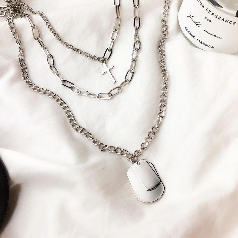 

European and American Minimalist Multi-Layer Patchwork Hip-Hop Necklace - Trendy Stacking Style Sweater Chain