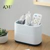 Stationery Storage Box for Students Desktop Pen Holder, Compartments Thickened Plastic Organizer, Macaron Organizer Accessories Color Vertical Pattern