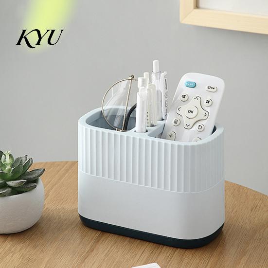 Stationery Storage Box for Students Desktop Pen Holder, Compartments Thickened Plastic Organizer, Macaron Organizer Accessories Color Vertical Pattern