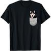 Siberian Husky Pocket Dog Owners T Shirts Men Women Cotton Humor Streetwear Tee Shirt Short Sleeve Unisex Loose Clothing