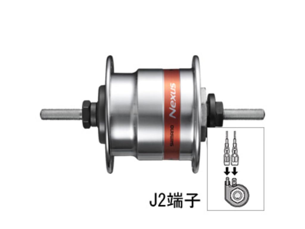 SHIMANO Stebulės dinama, sidabrinė, 36H, veržlės tipas: J2, ADH2N40JDS, DH-2N40, 6V-2.4W, sena, 93 mm