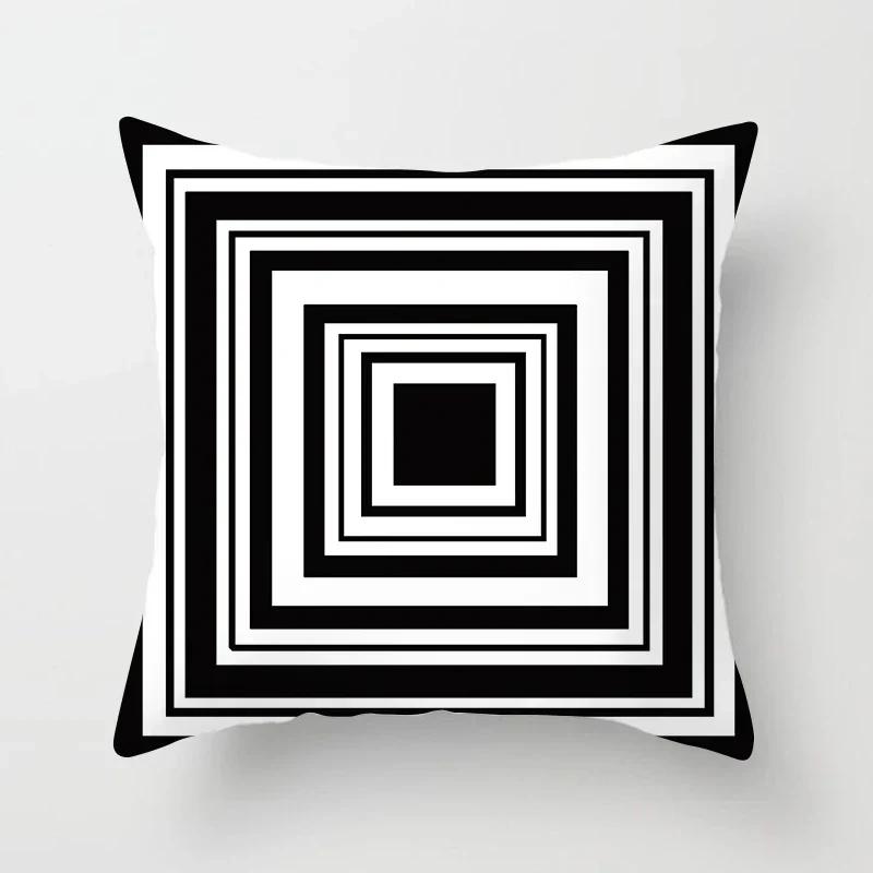 Black Throw Pillow Case Geometric Heart Letters Piano Fashion Girl Cushion Covers Home Sofa Chair Decorative Pillowcase 45X45Cm