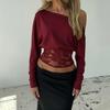 Europese & Amerikaanse Eén Schouder Kant Patchwork Doorzichtig Cropped T-shirt