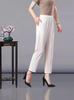 Summer Ice Silk High-Waist Elastic Pants for Middle-Aged and Older Women - Casual, Loose-Fit, Straight, Nine-Point Length
