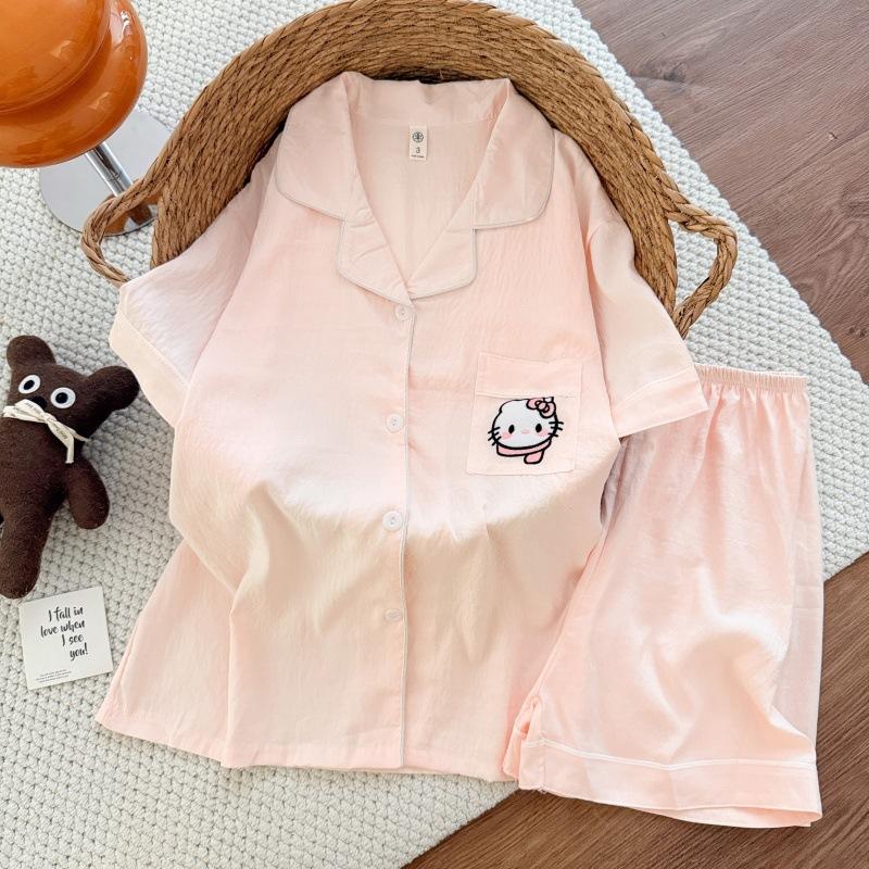 Summer New Pajamas Women's Short-sleeved Shorts Thin Cloud Cotton Cartoon Cute Large Size Korean Version Loungewear