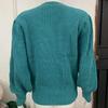 Solid Color Knitted Sweater Women's Round Neck Pullover Lantern Sleeve Top