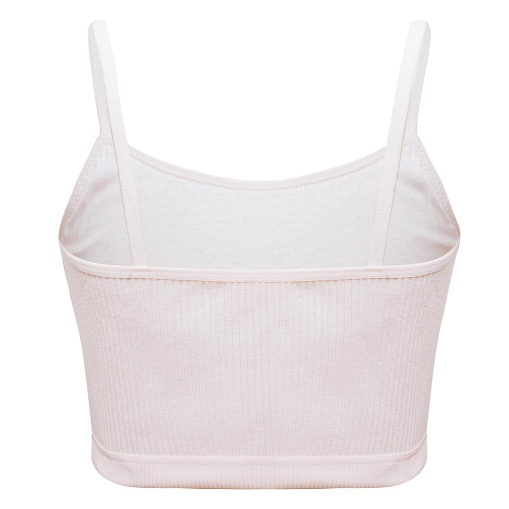 Girls Solid Color Spaghetti Straps Crop Top Ribbed Bra Vest Camisole Sportswear