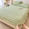 Thick Jacquard Fitted Sheet With Elastic Band Winter Velvet Bed Cover Plaid Style Bed Sheets Mattress Protector Solid Color