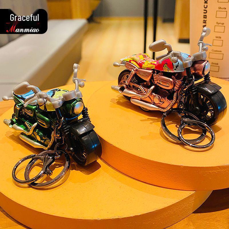 Cartoon-Legierung Rückzieh-Motorrad Schlüsselanhänger Anhänger - Spielzeug Geschenk für Schüler und Paare