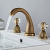 Tuqiu Gold Bathroom Faucet Widespread Sink Tap Brass Antique Basin Faucet Black Lavotory Faucet 3 Hole Hot & Cold Water Tap