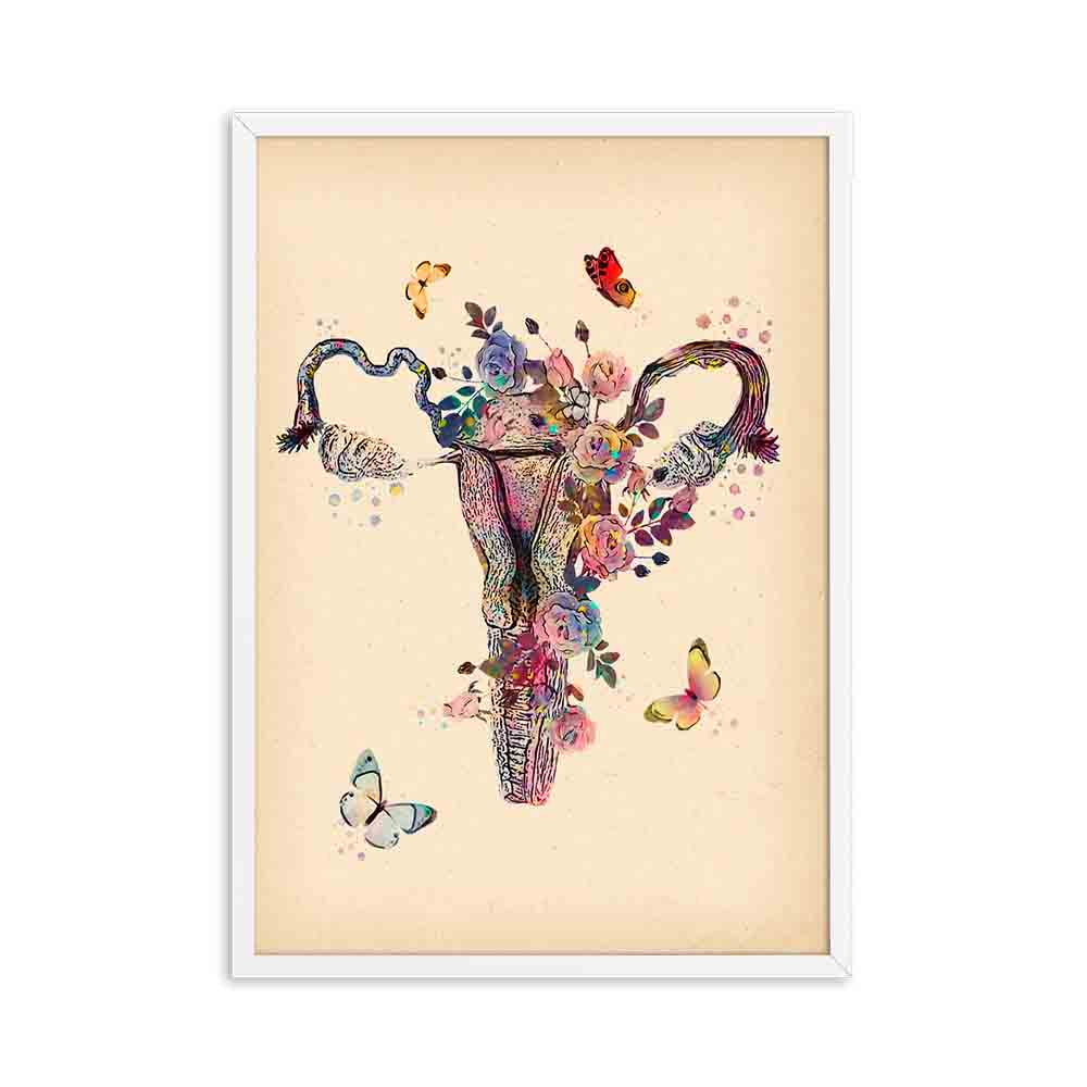 Floral Woman Anatomy Print Wall Art Midwife Gift Gynecologist Medical Education Poster Canvas Painting Pictures for Living Room