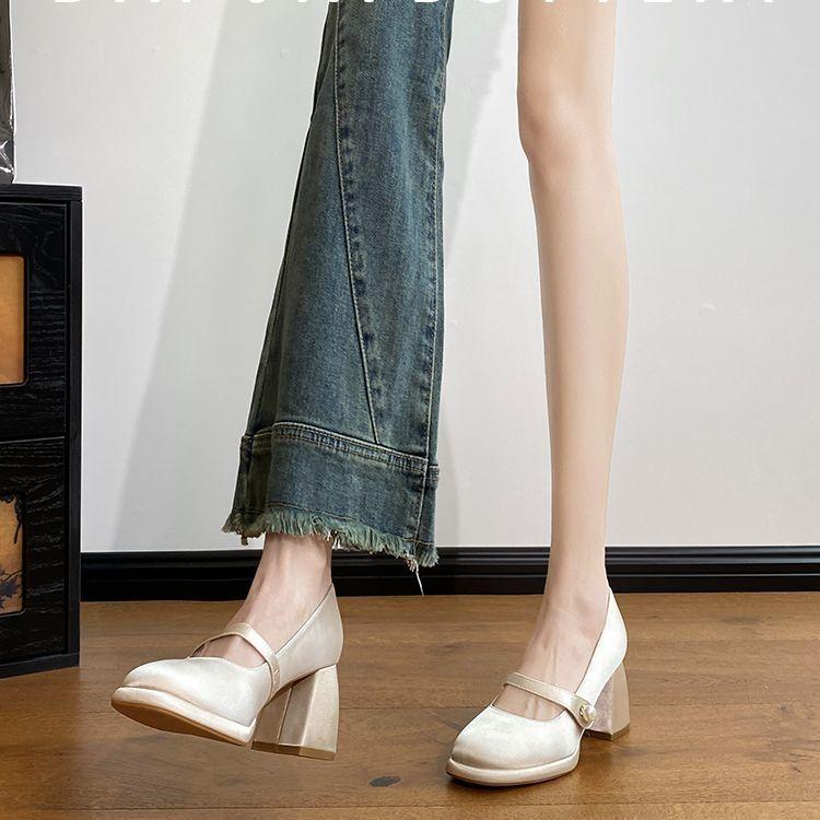 New Chinese Mary Jane high heels women's 2025 spring and autumn wind summer cheongsam shoes horse dress shoes thick heel single shoes women