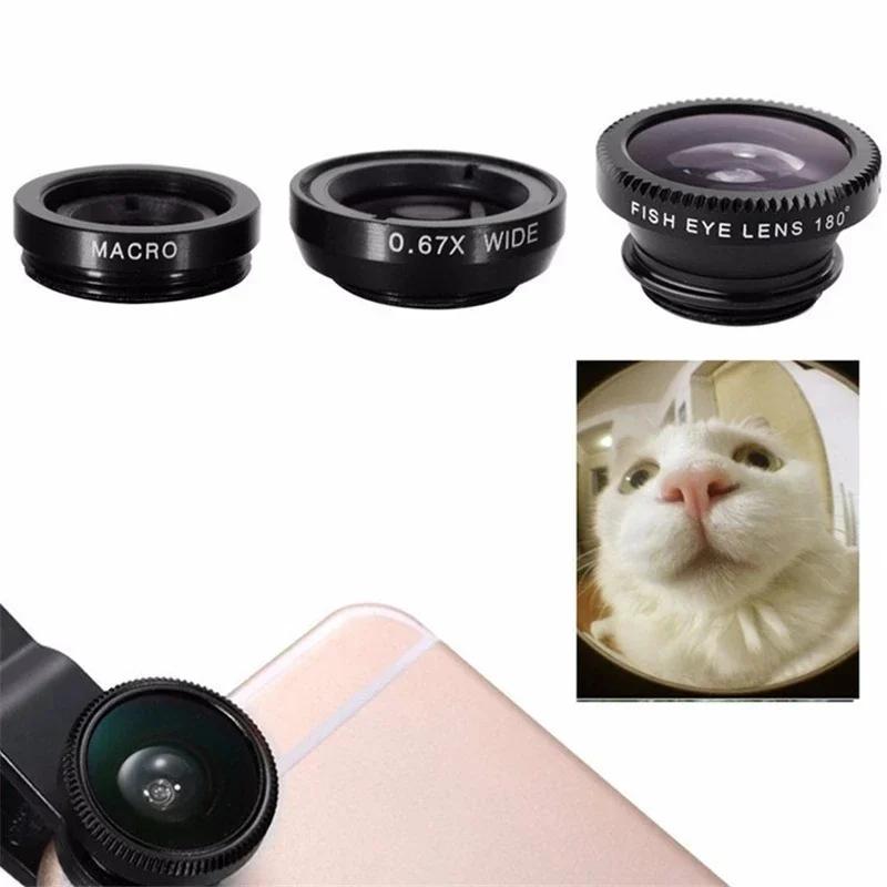 3 in 1 Fisheye Handyobjektiv Weitwinkel Zoomobjektiv Fisheye Makroobjektive Kamera-Kits Mit Clip Objektiv Auf dem Handy Für Alle Smartphones