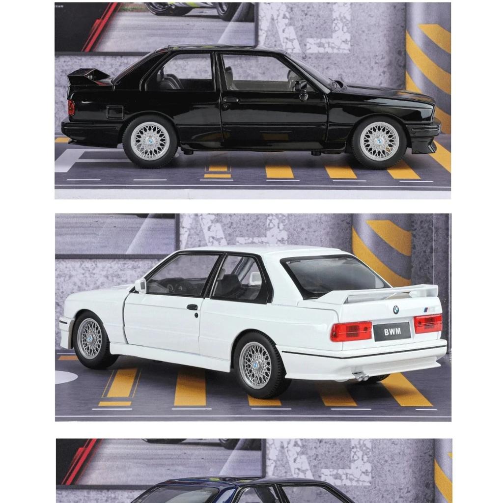 1/24 BMW M3 E30 1988 Supercar Alloy Car Model Sound and Light Pull Back Children's Toy Collectibles Birthday Gift