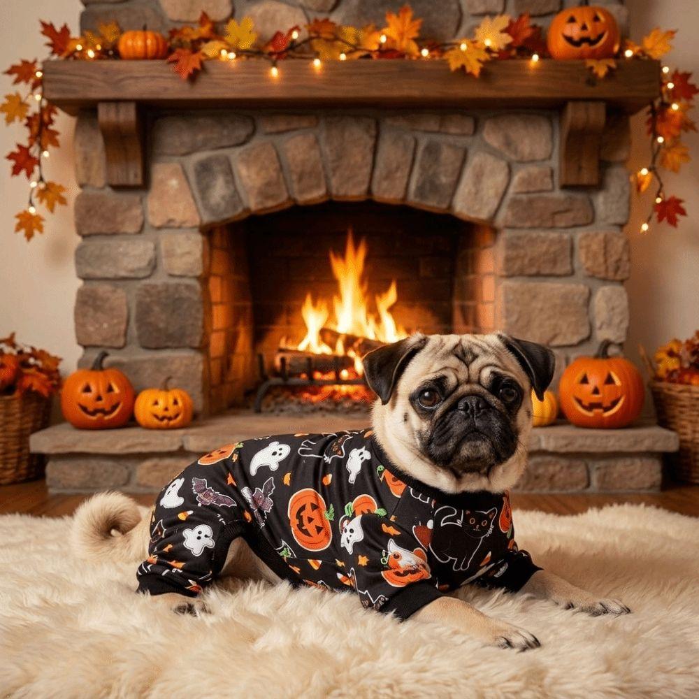 Cartoon Four Legged Clothes Soft Ghost Pumpkin Dog Sleepwear Dog Pajamas  Halloween Party