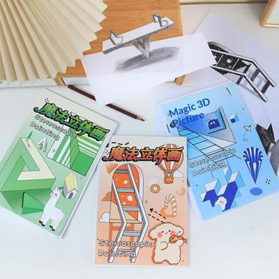 Magic 3D Stereo Art Sketch Pad 1/3Pcs Fun Educational Doodle Sketchbook for Kids Interactive Parent-Child Art Activity Time