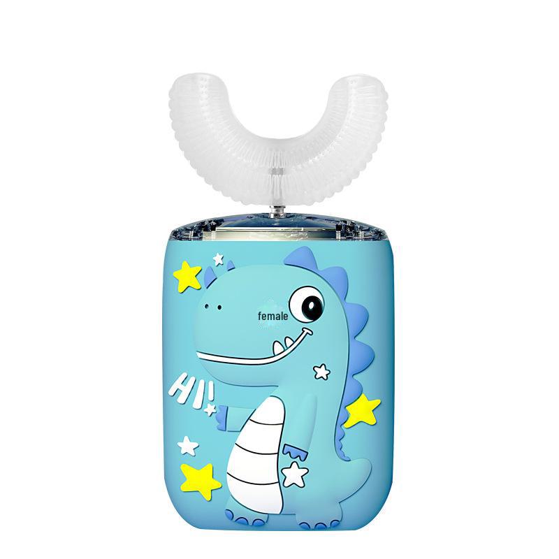 

Детская электрическая зубная щетка U-образной формы - USB-зарядка, силиконовая, с милым дизайном в виде мультяшного динозавра и русалки Ages 2-6