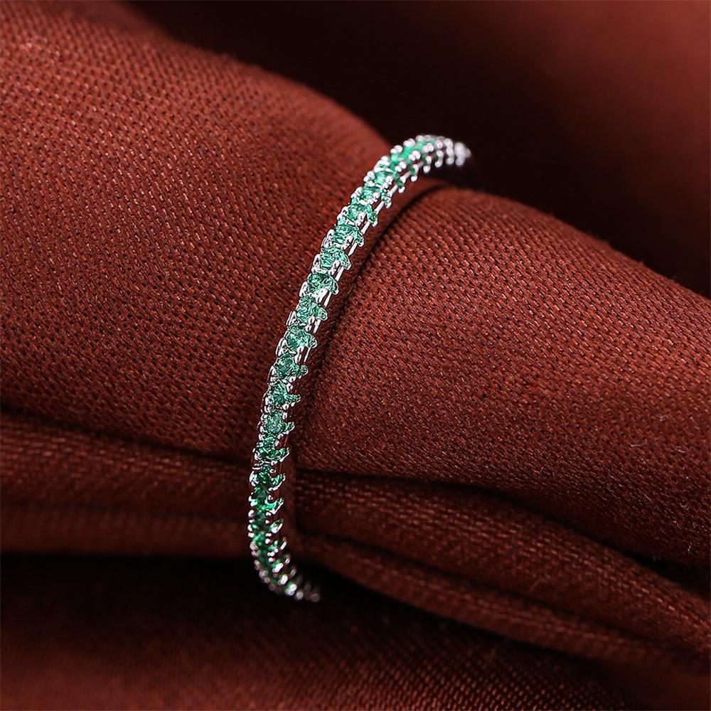 Green Zircon Small Round Stone Wedding Band Stackable Rings For Women Vintage CopperColor Engagement Promise Minimalist Jewelry
