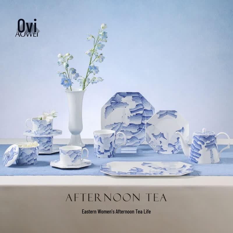 Jingdezhen Ceramic Underglaze Tea  Coffee Set