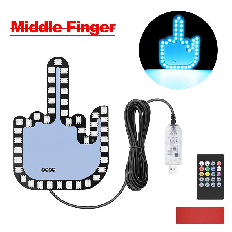 

Цветной светодиодный RGB USB забавный жестовый световой индикатор для автомобиля, ручной светильник, забавный светодиодный индикатор для автомобиля, средний палец, аксессуары для грузовика и автомобиля RGB