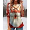 Spring and Autumn Round Neck Santa Claus Pattern 3D Printed Top Fashionable Casual Long Sleeved Women's T-shirts