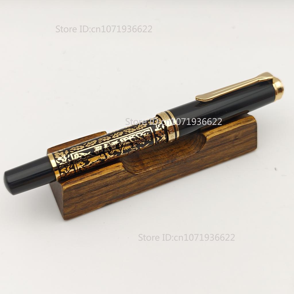 ADMOK M800 Divine Beast Essence Carved Edition No.6 Schmidt BOCK Piston Fountain Pen Plated 24K Dragon White Tiger Writing Pen