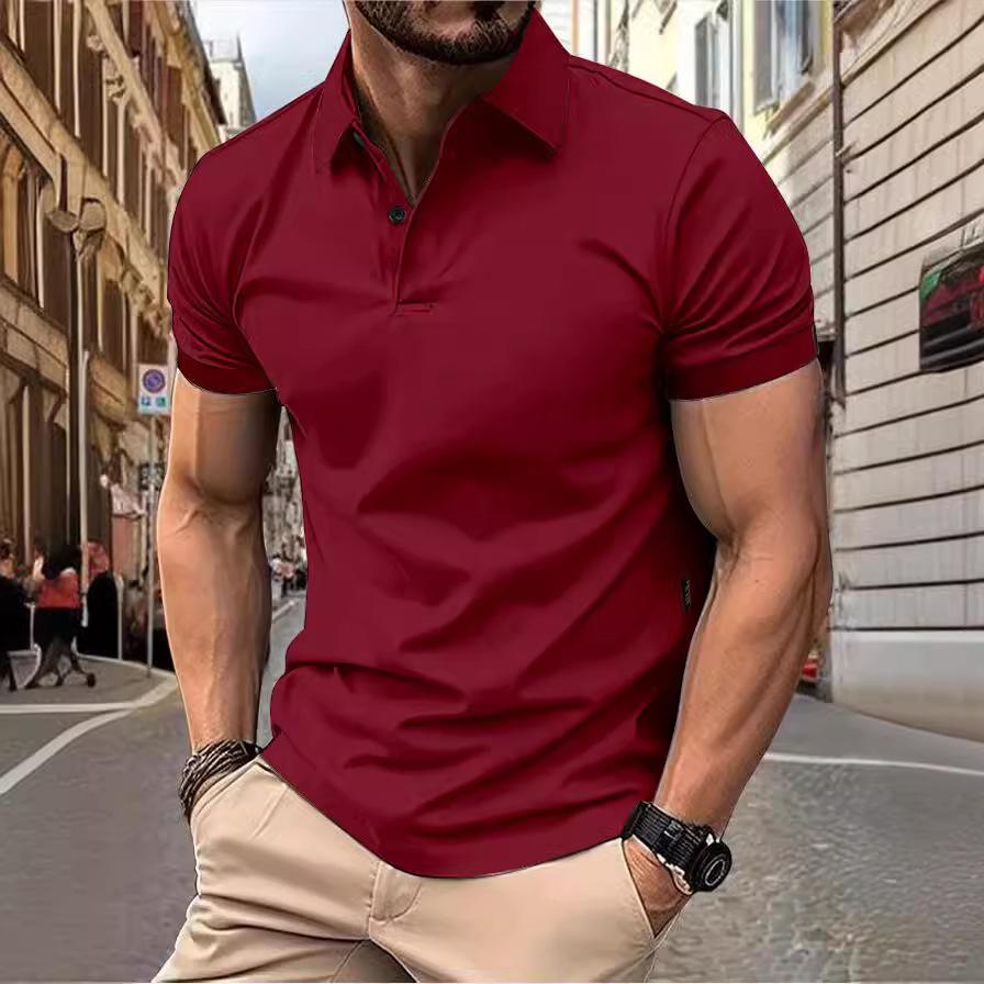 Herrenmode Sommer Polo T-Shirt Lässiges Atmungsaktives Oberteil Reverskragen Hals Kurzarm Bequemes Sport T-Shirt Yasheng