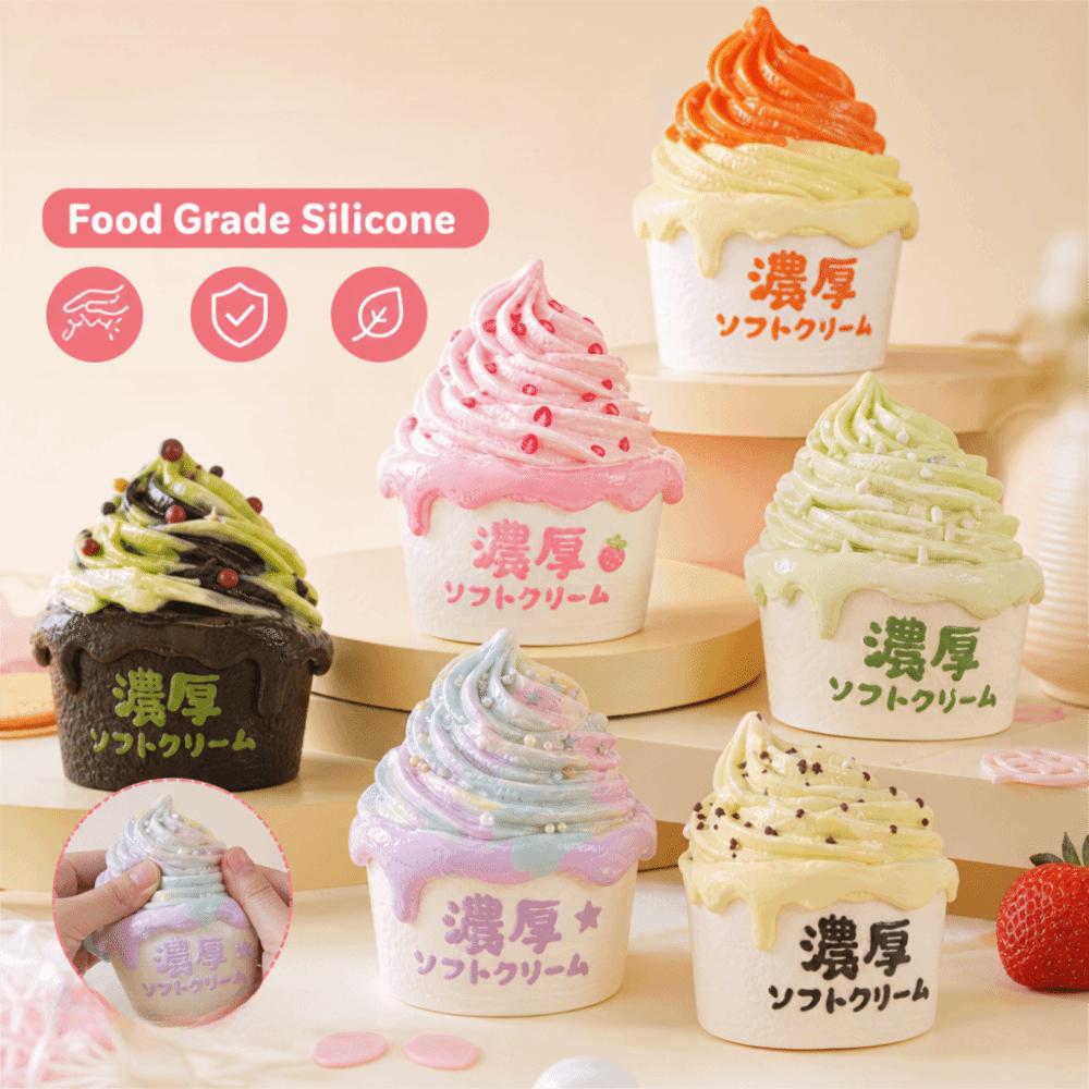 Simulation Ice Cream Squeeze Toy Food-Grade Silicone Slow Rebound Toy Soft Fingertip Toy Christmas