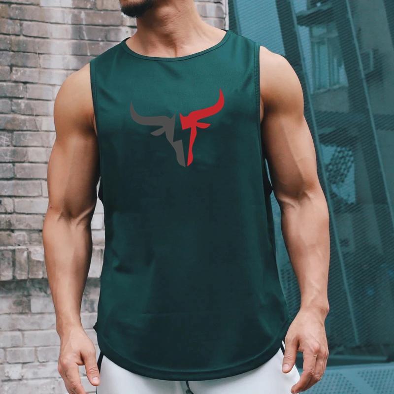Pánské fitness tílko bez rukávů, rychleschnoucí vesta ze síťoviny