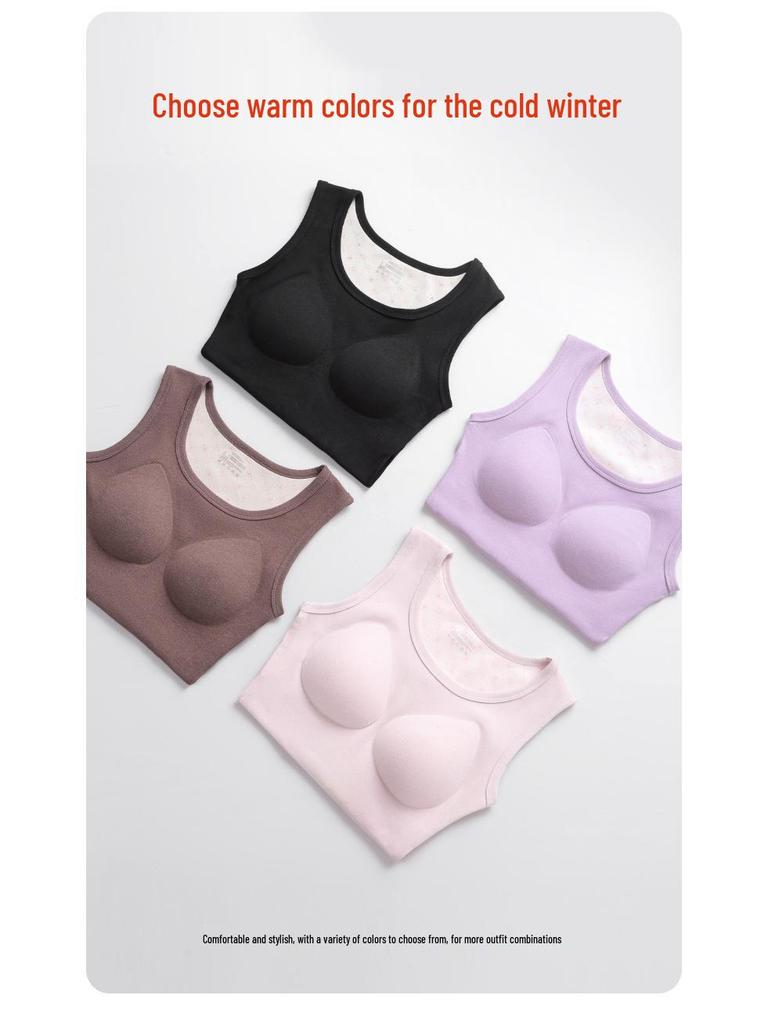 Vestă caldă din lână merino pentru femei cu cupe fixe și plăcuțe încorporate pentru toamnă/iarnă