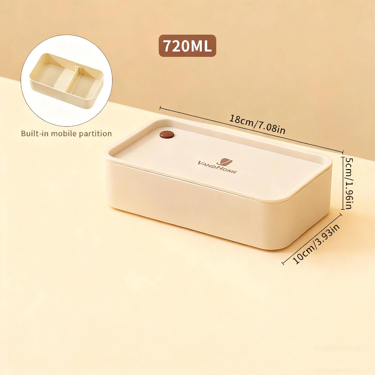 Microwave Plastic Divided Lunch Box For Kids Students 2 Grids Reusable Bento Box Portable Leak-proof Fruit Salad Food Container 3560₽