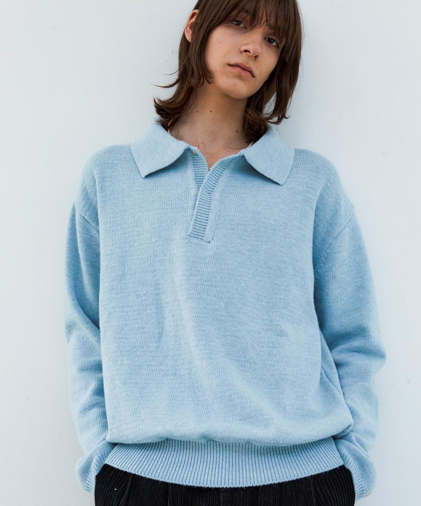 TRIP LE SENS Hidden Snap Collar Knit_Black