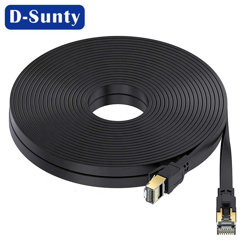 Cat8 Gold plated RJ45 30/26awg Pure Copper Flat Wire SSTP SFTP Cat 8 Ethernet Cable Cat8 Patch Cord Network Cable
