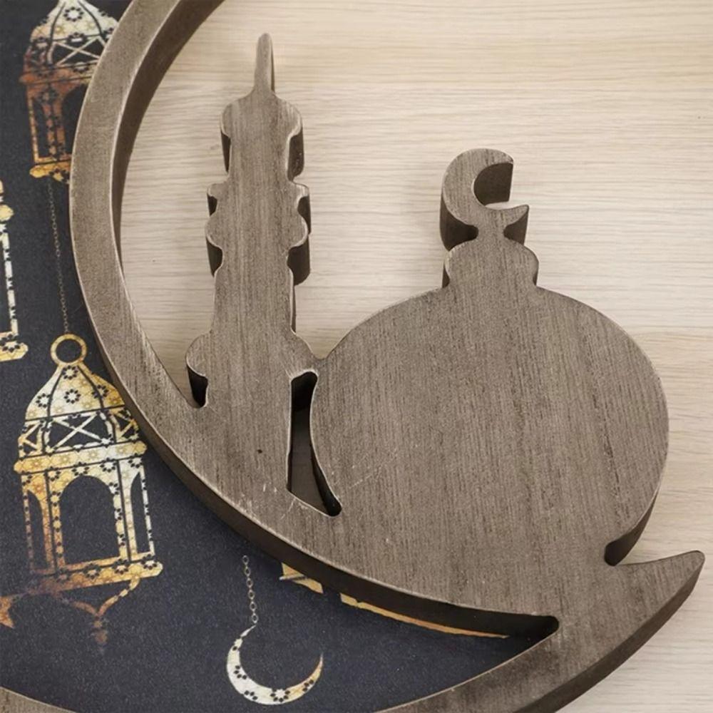 Art Design Eid Mubarak Wooden Tray Density Board Religious Food Tray  Islamic Muslim Party