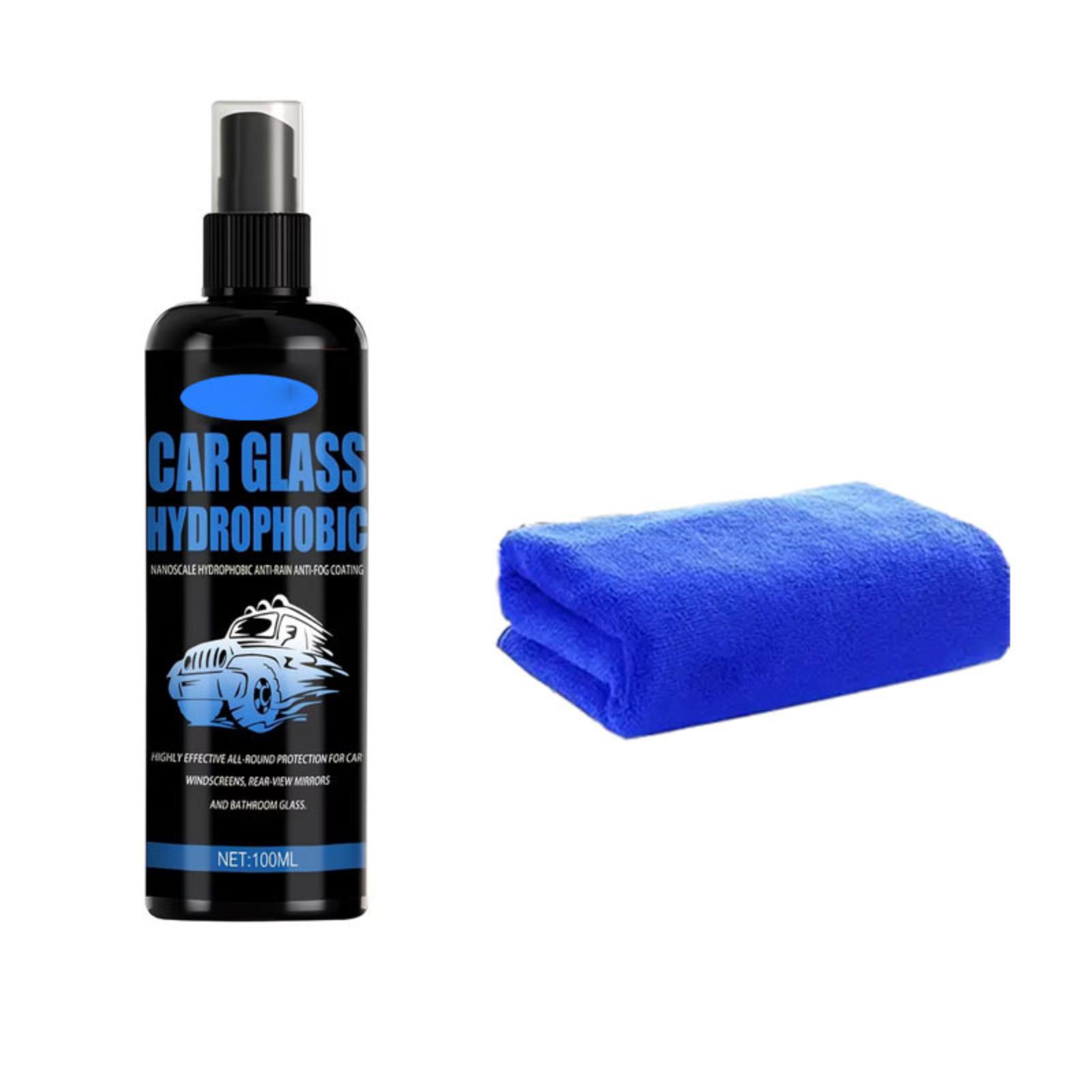 

Car Glass Hydrophobic Water Repellent Spray 100ml with Microfiber Cleaning Cloth for Automotive Windshield and Window Protection One Size