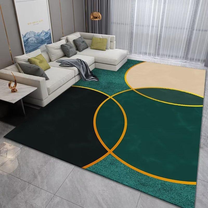 Modern Luxury Decoration Bedroom Carpet Big Size Antiskid Foldable Rug Living Room Décor Green Geometric Cloakroom Floor Mat