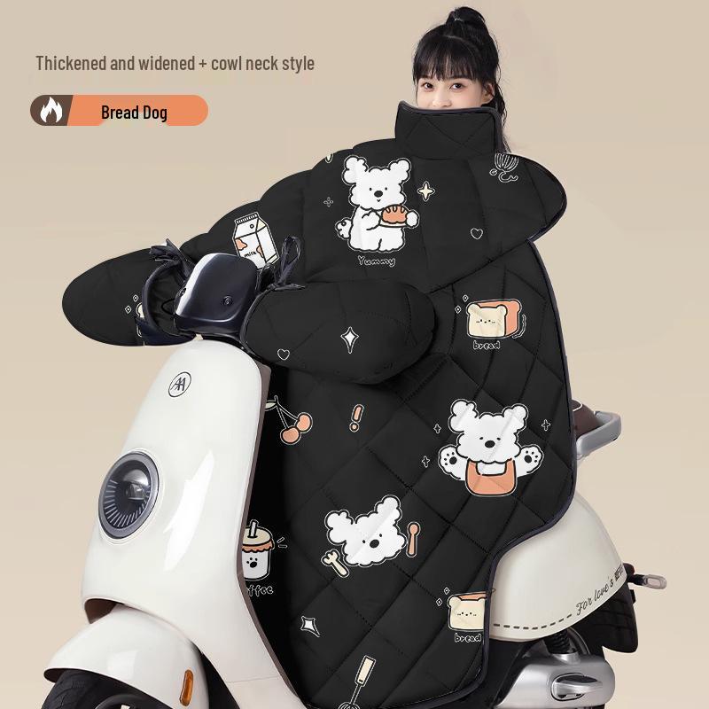 Electric Bicycle Winter Windproof Quilt and Motorcycle Windshield Cover - Plush, Thickened, and Waterproof.