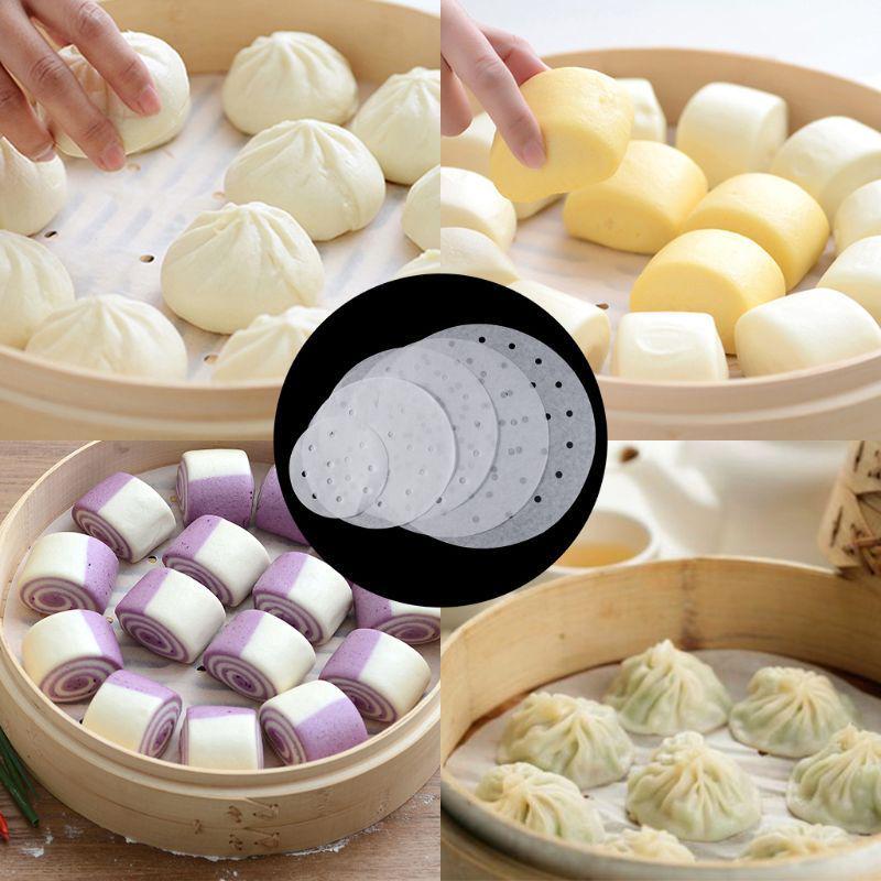 Non-stick Disposable Bamboo/Food Steamer Paper For Steam Basket Air Fryer 100Pc