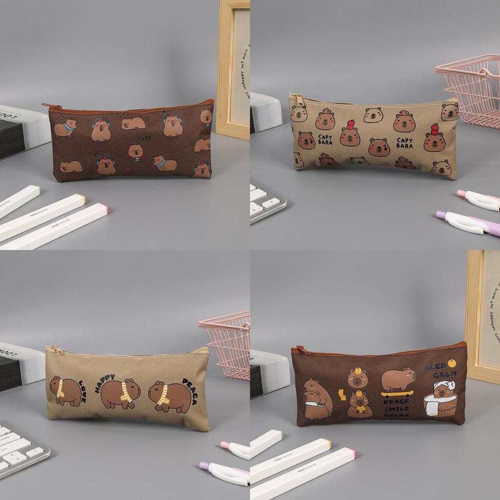 Cute Capybara Pen Bag With Oxford Fabric Storage For Kids And Teens