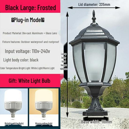 Wasserdichte Außen-Säulenleuchte im europäischen Stil für Zäune und Torpfosten