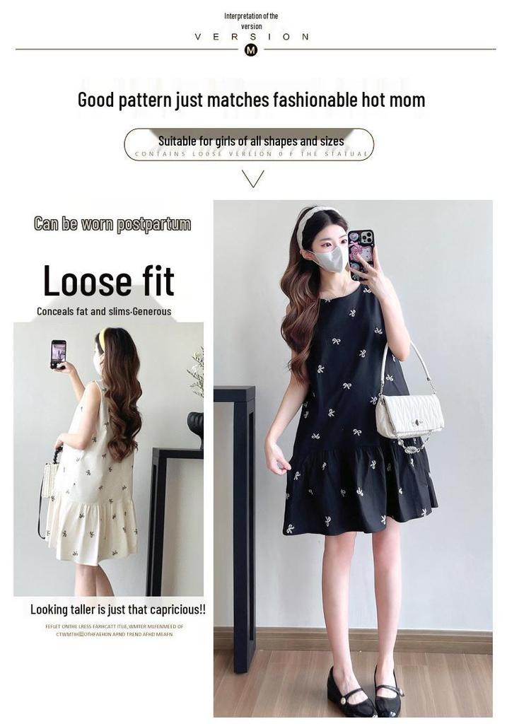Maternity French Style Sleeveless Summer Dress - Trendy Short Skirt for Pregnant Women