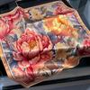 NEW 100% Silk Scarf For Women Korean Red Big Flowers Festival Gift Hair Tie Neck Scarf Ribbon Spring Summer Party Scarves